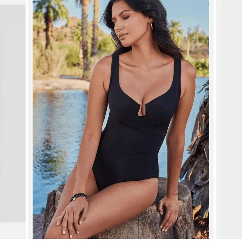 Miraclesuit Must Have Escape One-Piece Slimming Underwire Swimsuit Brown Sz 8 - Image 2 of 4