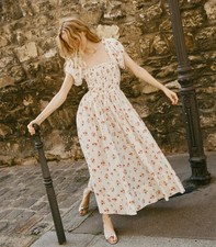 NWT DÔEN Stanza Dress Sweet Abelia Print Smocked sz Small GOOP