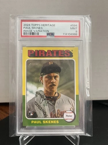2024 Topps Heritage Paul Skenes Image Variation SP RC Rookie PSA 9 #594 Pirates