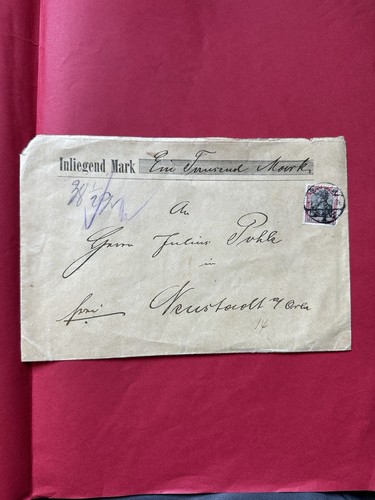 DR 1906 Wert-Großbrief mit 90, gestempelt 1.11.1912 Neustadt/Orla+AK Stempel - Bild 1 von 2