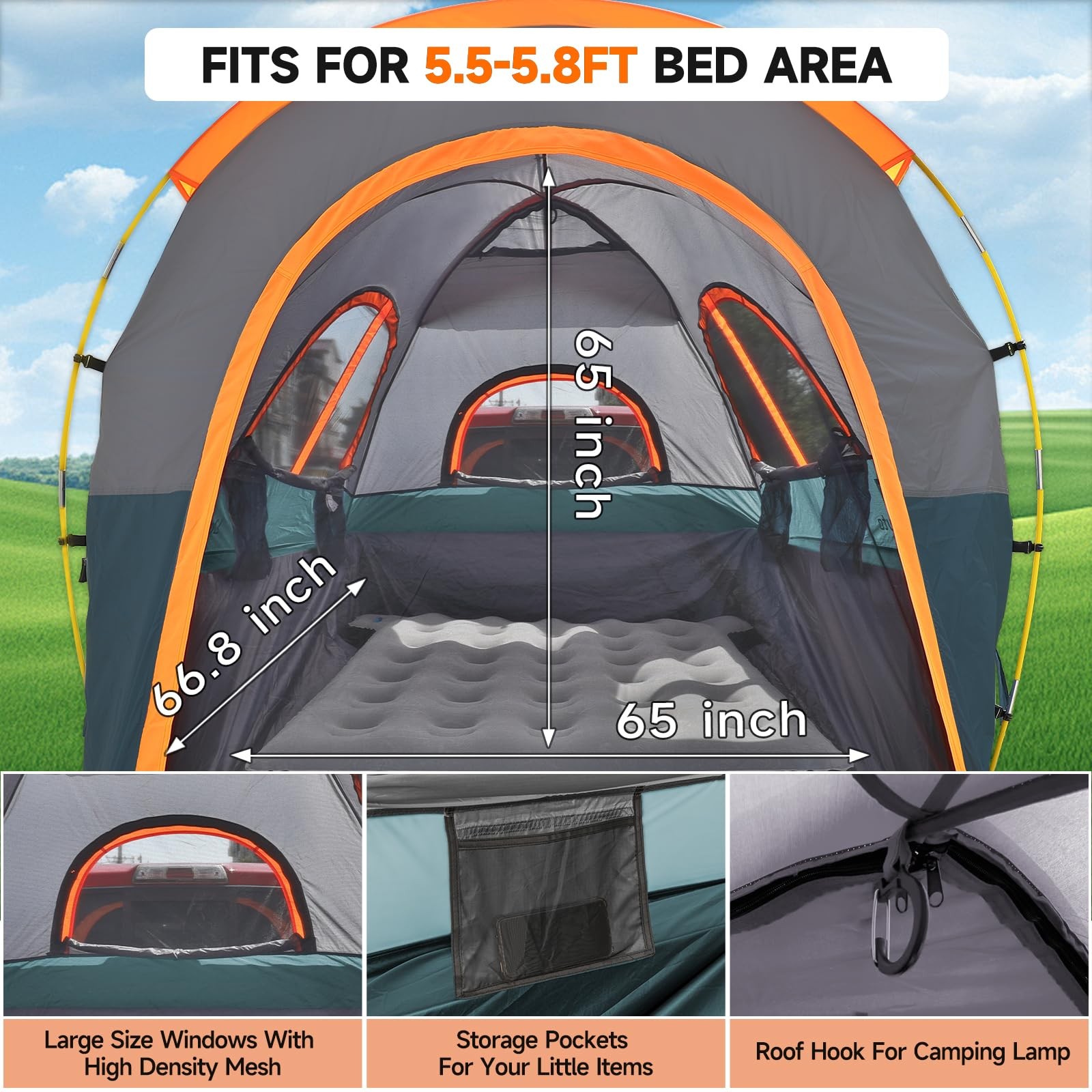 Tenda Letto Umbrauto per Camion 5.5-5.8FT Impermeabile foto 2