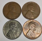 Rare Old 1941 1942 1943 1944 WWII US Steel Copper Penny Coin Vintage War Lot Set