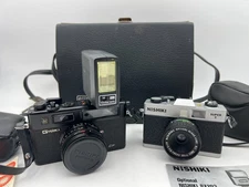 Yashica Electro 45 mm GT Camera Flash Nishiki 50 mm Super II Lot Bag Crack Lense