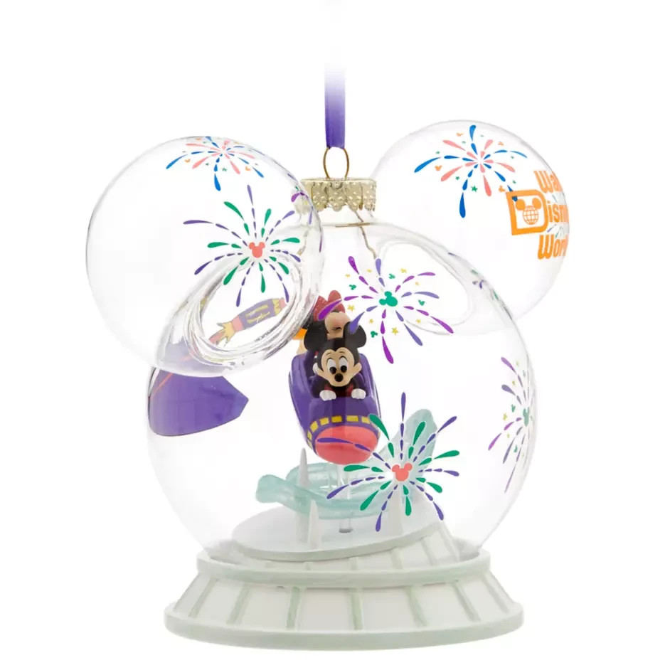 Walt Disney World Glass Christmas Ornament Mickey Minnie Mouse Space Mountain