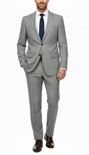 Nautica Men's Suit 40L 32x31 Light Gray Modern Fit Bi-Stretch Performance 395