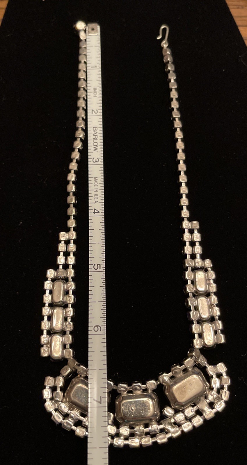 Vintage Clear Rectangular Rhinestone Collar Chock… - image 10