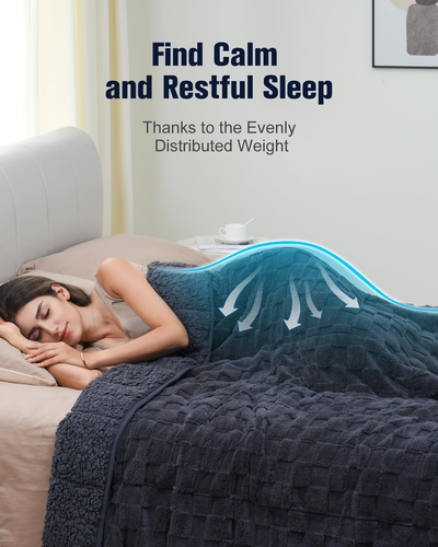 Elegante coperta pesata su due lati - comfort simile a una nuvola per divano e letto 15 libbre - Foto 3 di 7