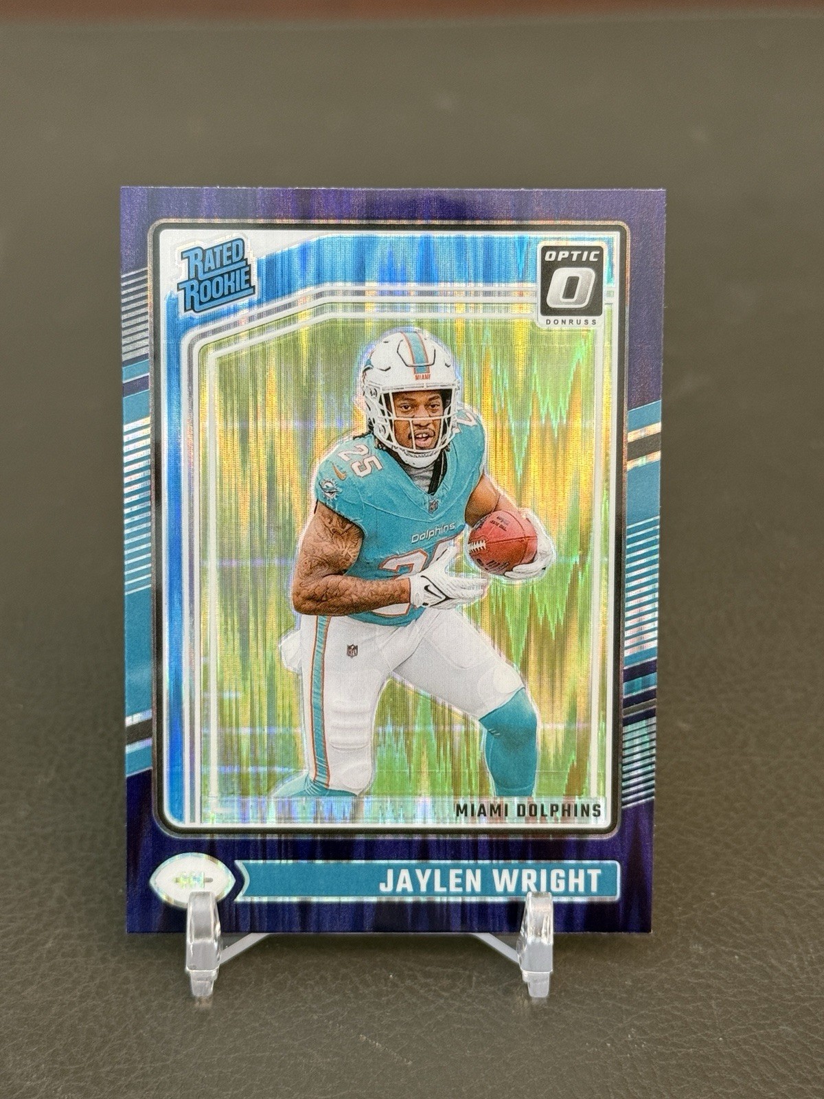 2024 Donruss Optic #249 Jaylen Wright Purple Shock Parallel Rated Rookie