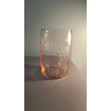 894.  Pink Depression Glass Juice Glass Grapes Motif 