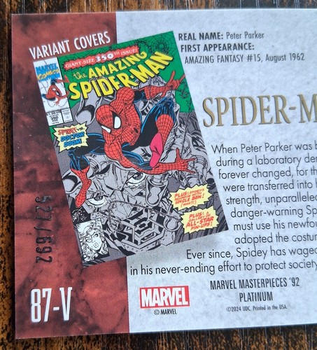 SPIDER-MAN 87V 2024 Marvel Masterpieces 92 Platinum VARIANT COVER PINK LASER 🔥 - Picture 5 of 6
