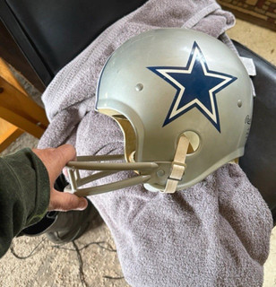 Rawlings Dallas Cowboys Silver Open Face Football Helmet NOCSAE Chin Strap