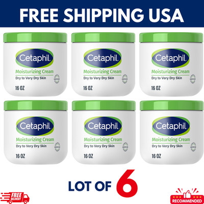 Cetaphil Moisturizing Cream 16 oz Very Dry Sensitive Skin Face & Body   Lot of 6