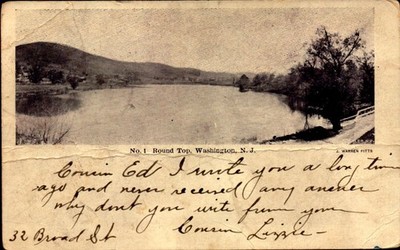 UNDIVIDED BACK POSTCARD-VIEW OF ROUND TOP MOUNTAIN, WASHINGTON, NJ BK83