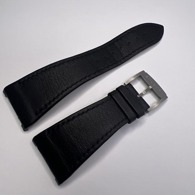 Bulgari Black Leather Strap Band w/ Titanium Tang Clasp For Octo Finissimo OEM