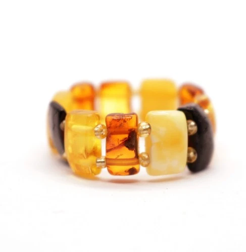 Multi Color Baltic Amber Elastic Ring 24