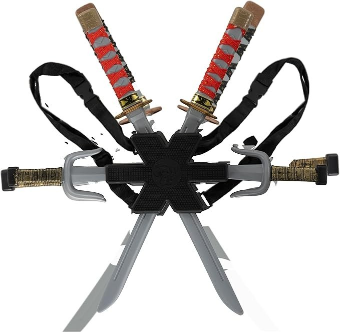 Kids Red Toy Ninja Sword Set Boys Plastic Weapon Pack Warrior
