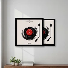 Protective Vinyl Album Cover Frames - Black 12.5x12.5 Set of 2 for Wall Display