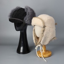 Unisex Winter Warm Pilot Hat Faux Fur Ear Flaps Cap Outdoor Trapper Hat Aviator