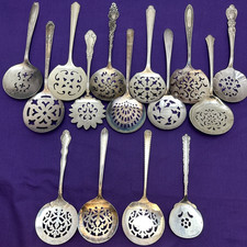 15 Pc Antique to Vintage Silverplated TOMATO SPOONS / SERVERS No Monograms