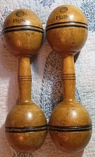 Pair Of Vintage Antique 1 1/2lb. Wood Dumb Be...