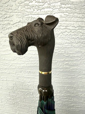 Aramis Tartan Plaid Scottish Terrier Scottie Dog Head Handle Large Umbrella VTG