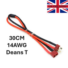 Deans T Plug Extension Cable Wire Lead Plug Male to Female 30cm 14AWG RC Lipo UK