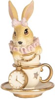 Clayre & Eef Deko-Kaninchen Beige Gold 8X8X14 Cm Landhausstil Polyresin