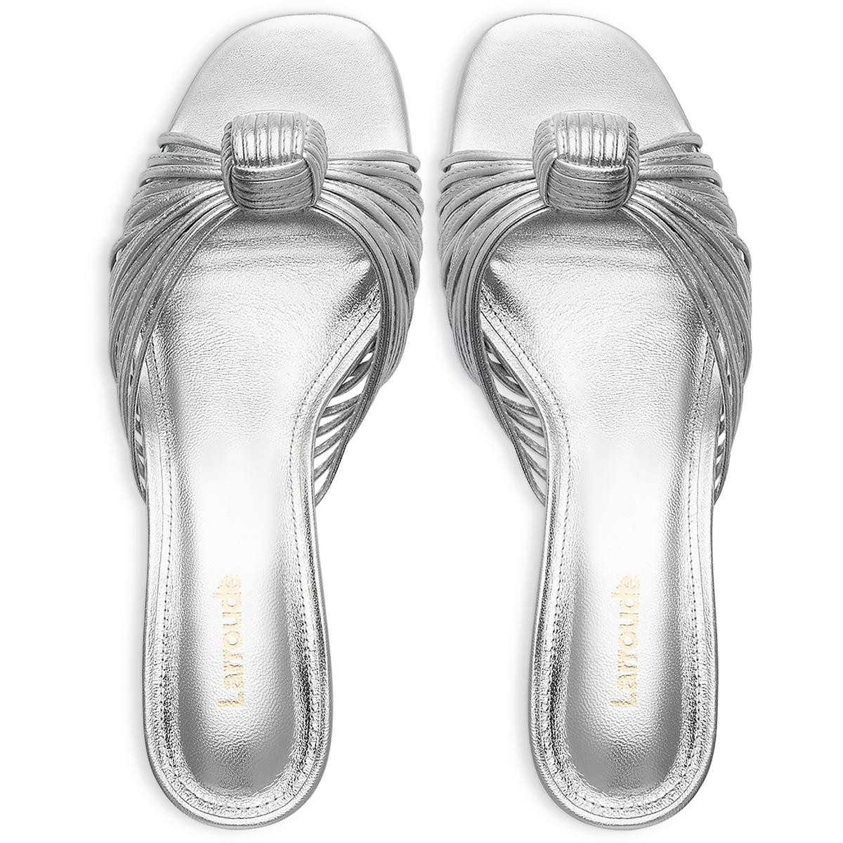 Женские босоножки Valerie Mule из кожи металлик от Larroude BHFO 8677 13990₽