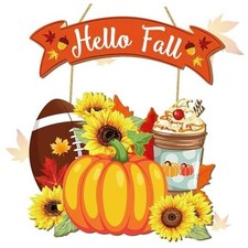 Fall Thanksgiving Door Sign, Wooden Harvest Decorations, Indoor Outdoor 3