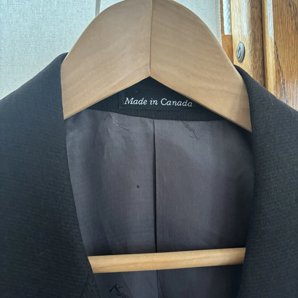 Blazer Yves Saint Laurent YSL Doble Pecho Negro Lana Worsted 46L Foto 4 de 4