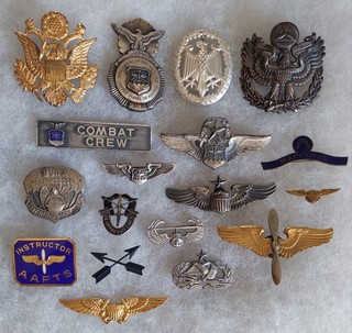 US MILITARY PINS BADGES LOT USAF SPECIAL FORCES ARMY POLICE WWII INSTRUCTOR AAF