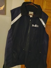 Stan Herman FedEx Uniform Zip-Up Sleeveless Vest L-XL Black Purple White