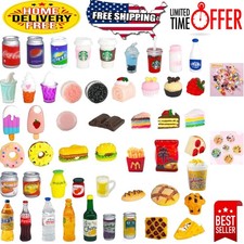 Durable 50-Piece Miniature Food  Beverages Set - Perfect for Dollhouse Play