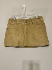 VTG Y2K American Eagle Mini Skirt Corduroy Beige Tan Size 8 Flap Pocket Retro