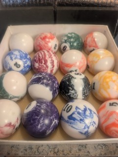 Vintage Swirl Polyester Resin Billiard Pool Balls Complete 16 Pc Set Glow?