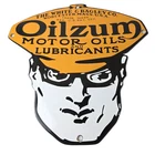Vintage Oilzum Motor Oils Sign - Gasoline Lubrication Porcelain Gas Station Sign