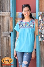 Mexican Blouse Puebla for Women Floral Design | Hand-Embroidered | Floral Top | 