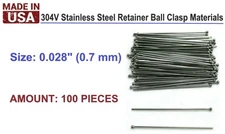 100 pieces  Ball Clasps Retainer .028 Pack x 100 / 0.7 mm / Orthodontic Supplies