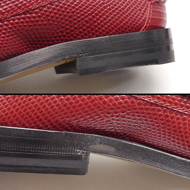 GUCCI Gold Hardware Leather Loafers Dress Shoes Size:35/JP:22 Red 141112K Authen thumbnail 5