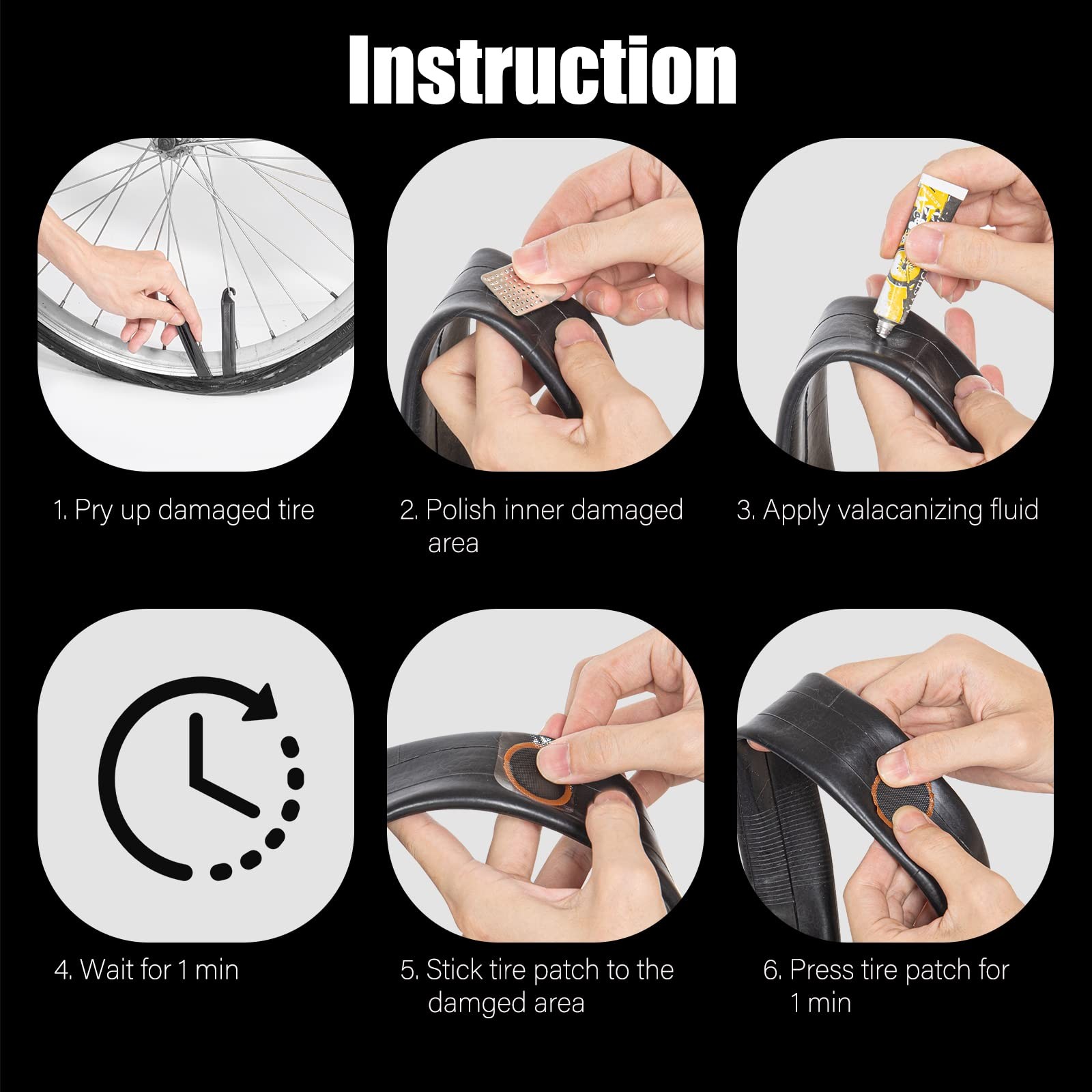 Bike Tire Repair Kit Bicycle Inner Tube Puncture Patch Vulcanizing Tool Set