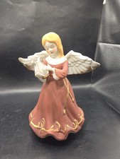Vintage Porcelain Angel Musical Figurine Plays Hark The Herald Angels Sing