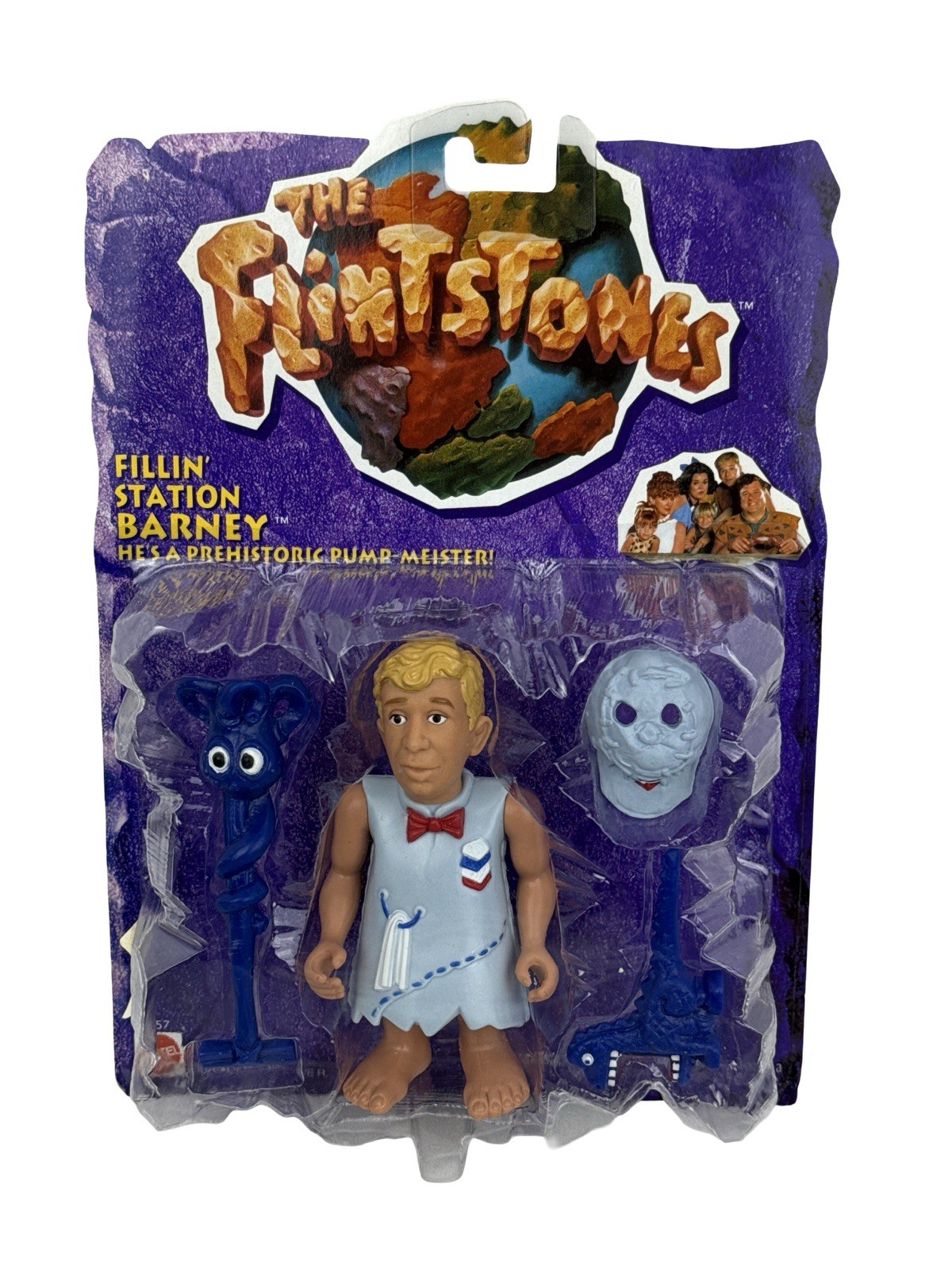 The Flintstones ""Fillin Station Barney"" Action Figure Mattel MOC NEW Sealed 1993