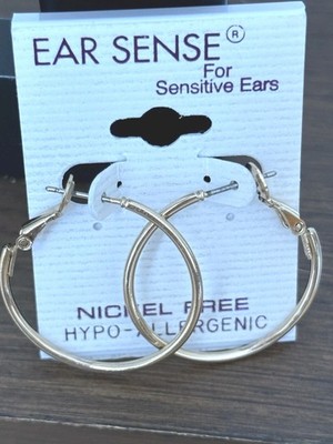 Ear Sense Gold Tone Hoop Earrings For Sensitive Ears