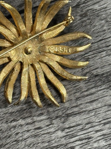 Vintage Unmarked Atomic Starburst Brooch Lot (3) Flower Turquoise Retro Gold - Picture 16 of 19