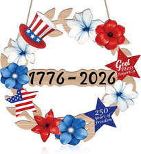 250Th Anniversary 4Th of July Door Sign America 1776-2026 Patriotic Wreaths for