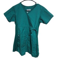 WonderWink Scrub Top Womens Size XS Teal Stretch Short Sleeve Nursing Medical