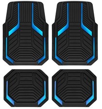 Heavy Duty Rubber Floor Mats Aluminum Film Car Mats Set, Front and Rear Blue