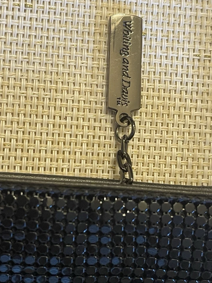 Cartera de hombro de malla negra de noche - 2007 - Como nueva, Whiting & Davis Foto 4 de 4