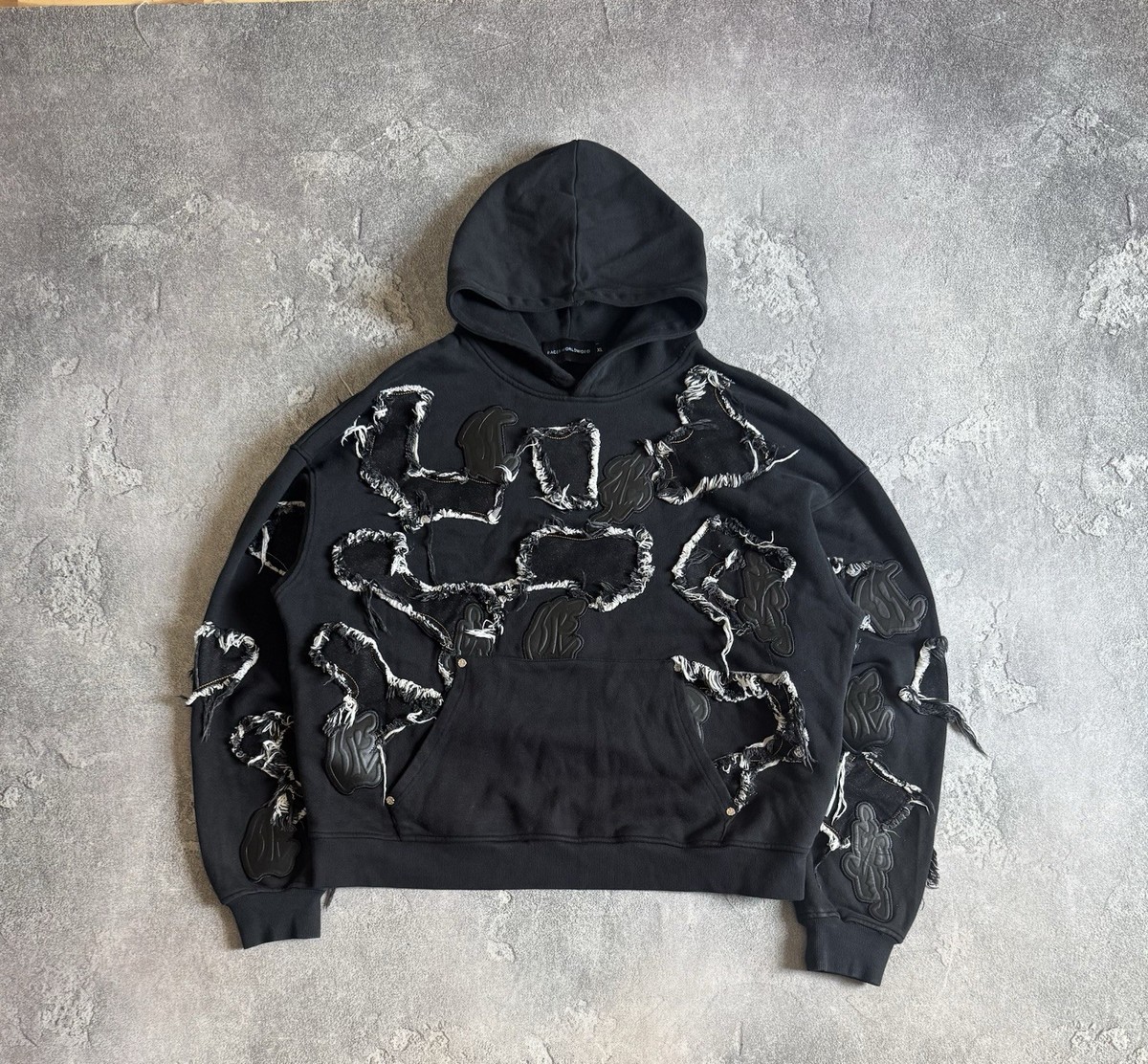 Racer Worldwide XL Archival Patchwork Distressed Heavy Hoodie
