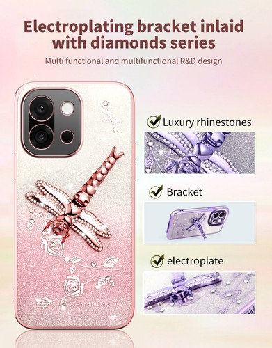 For OnePlus 13T, Fashion Bling Glitter Butterfly Stand Soft Clear Cover Case - 第 7/17 張圖片